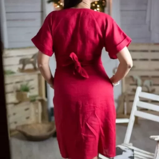 Skirts& Dresses>Melissa Anne Women'S Dress Premium Linen Lightturquoise | Bordeaux | Red | Blush