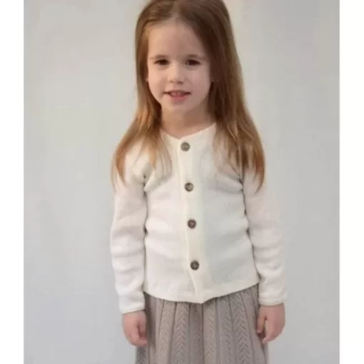 Sweaters& Cardigans& Sweatshirts>Melissa Children'S Cardigan Cashmere Rib 2X2 Butter