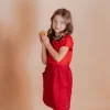 Skirts& Dresses></noscript>Melissa Children'S Skirt With Buttons In Premium Woven Linen Blush | Oceangreen | Bordeaux | Red