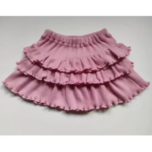 Skirts& Dresses>Melissa Children'S Skirt With Ruffles Merino Rib 2X2 Pink | Beige | Bubblebee