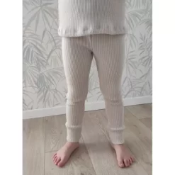 Leggings& Pants>Melissa Children'S Tights Merino Rib 2X2 Beige