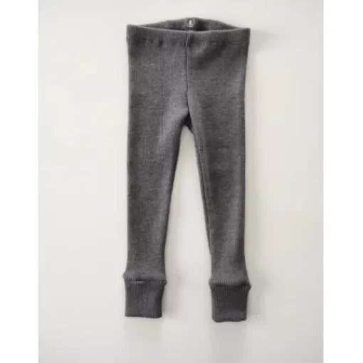 Leggings& Pants>Melissa Children'S Tights Merino Rib 2X2 Melange Grey