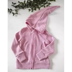 Tank Tops& Undershirt>Melissa Long Hooded Sweatshirt For Children Merino Rib 2X2 Pink