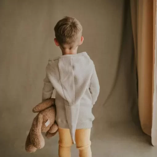 Sweaters& Cardigans& Sweatshirts>Melissa Long Hooded Sweatshirt For Children Merino Rib 2X2 Beige