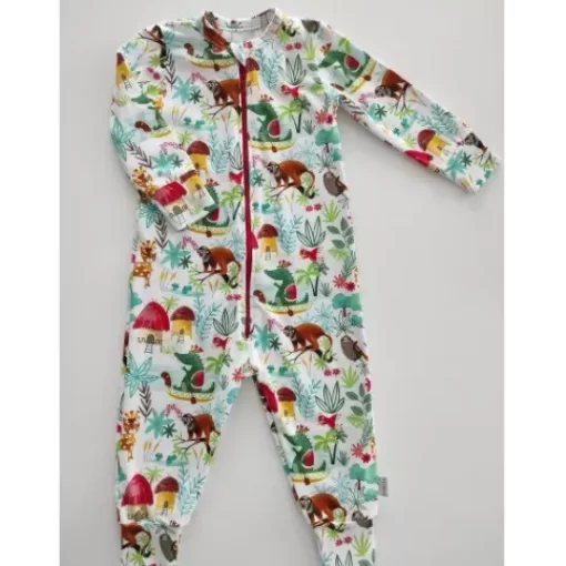 Pijama& Jumpsuit>Melissa Long Organic Cotton Jumpsuit With Zipper Jungle