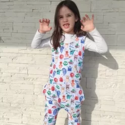 Pijama& Jumpsuit>Melissa Long Organic Cotton Sleeveless Jumpsuit Monsters