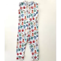 Pijama& Jumpsuit>Melissa Long Organic Cotton Sleeveless Jumpsuit Monsters