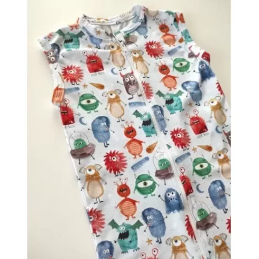 Pijama& Jumpsuit>Melissa Long Organic Cotton Sleeveless Jumpsuit Monsters