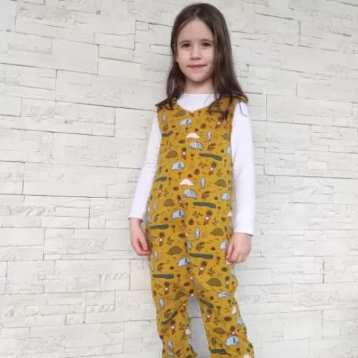 Pijama& Jumpsuit>Melissa Long Organic Cotton Sleeveless Jumpsuit Safari Mustard