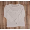 Body& T-Shirt& Blouse></noscript>Melissa Long-Sleeved Knitted Linen Shirt With Ruffles