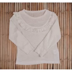 Body& T-Shirt& Blouse>Melissa Long-Sleeved Knitted Linen Shirt With Ruffles