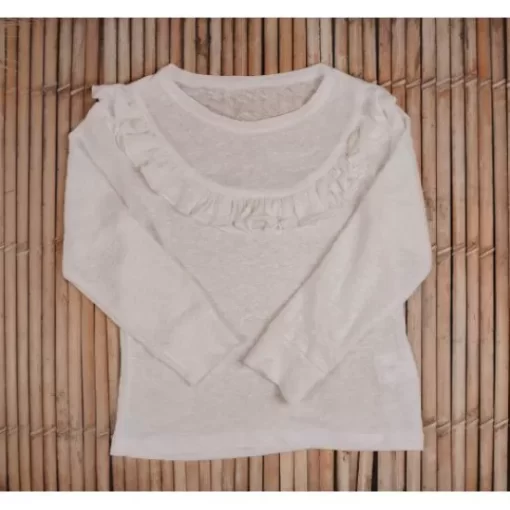 Body& T-Shirt& Blouse>Melissa Long-Sleeved Knitted Linen Shirt With Ruffles