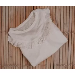 Body& T-Shirt& Blouse>Melissa Long-Sleeved Knitted Linen Shirt With Ruffles