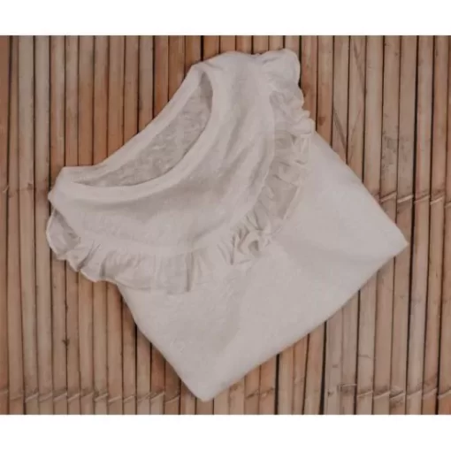 Body& T-Shirt& Blouse>Melissa Long-Sleeved Knitted Linen Shirt With Ruffles