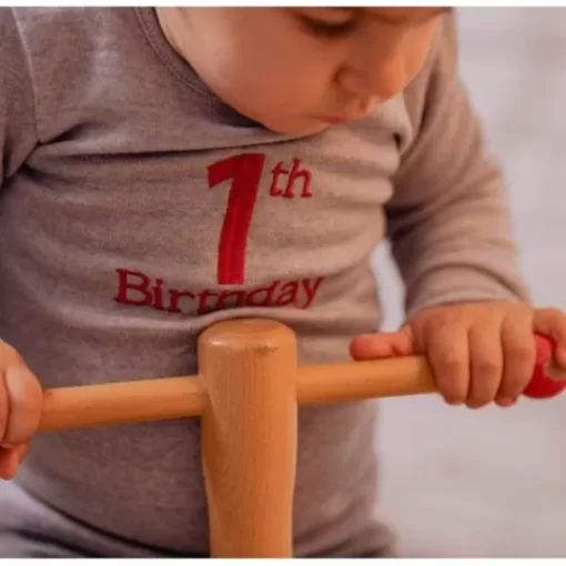 Body& T-Shirt& Blouse>Melissa Long-Sleeved Personalized Shirt Merino 1St Birthday Darkgrey