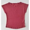 T-Shirts& Shorts></noscript>Melissa Loose Fit T-Shirt For Women In Knitted Linen Brightred | Brick | White