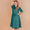 Skirts& Dresses></noscript>Melissa Premium Linen Lena Women'S Dress Lightturquoise | Bordeaux | Oceangreen | Blush