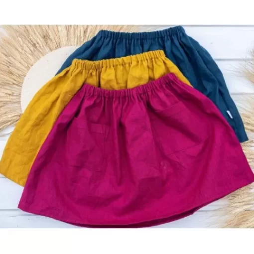 Skirts& Dresses>Melissa Premium Linen Skirt With Pockets For Children Blush | Red | Bordeaux | Lightturquoise