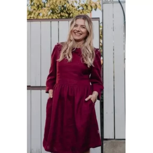 Skirts& Dresses>Melissa Premium Linen Women'S Dress With Long Sleeves Oceangreen | Lightturquoise | Bordeaux | Red