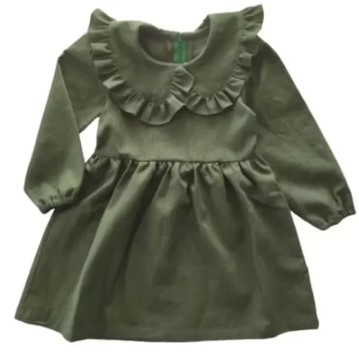 Skirts& Dresses>Melissa Premium Long-Sleeved Linen Children'S Dress Bordeaux | Red | Blush | Oceangreen