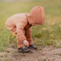 Pijama& Jumpsuit>Melissa Ribbed Merino Children'S Hooded Jumpsuit Beige | Bubblebee