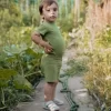 T-Shirts& Shorts></noscript>Melissa Tencel T-Shirt And Shorts Set For Kids Darkred | Emeraldgreen | Mustard | Aqua