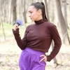 T-Shirt& Blouse></noscript>Melissa Turtleneck Blouse For Women Silk-Merino Chocolate