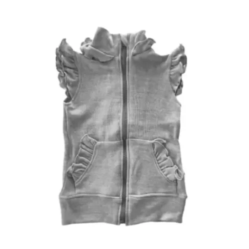 Sweaters& Cardigans& Sweatshirts>Melissa Vest Hoodie With Ruffles For Children Merino 250G Emerald | Oldpink | Lightgrey | Darkgrey