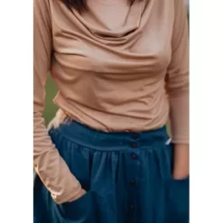 T-Shirt& Blouse>Melissa Women'S Cowl Neck Blouse Thin Merino Intensepink | Sand | Mustard | Darkmintgreen