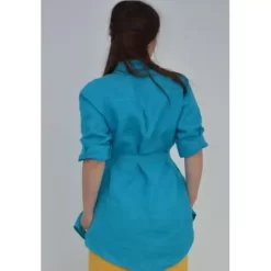 T-Shirt& Blouse>Melissa Women'S Turquoise Hemp Tunic